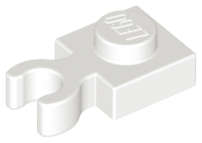 Lego (N) ~ Plate Modified 1 x 1 with Open O Clip Thick (Vertical Grip) ~ [White]