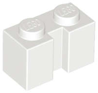 Lego (N) ~ Brick Modified 1 x 2 with Channel ~ [White]