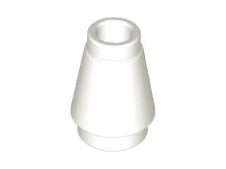 Lego (U) ~ Cone 1 x 1 with Top Groove ~ [White]