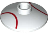 Lego (N) ~ Dish 2 x 2 Inverted (Radar) with Red Baseball Lines / Laces Pattern ~ [White]