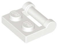 Lego (N) ~ Plate Modified 1 x 2 with Bar Handle on Side - Closed Ends ~ [White]