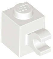 Lego (N) ~ Brick Modified 1 x 1 with Clip (Horizontal Grip) ~ [White]