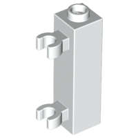 Lego (N) ~ Brick Modified 1 x 1 x 3 with 2 Clips (Vertical Grip) - Hollow Stud ~ [White]