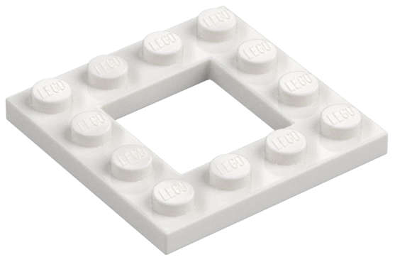 Lego (N) ~ Plate Modified 4 x 4 with 2 x 2 Open Center ~ [White]