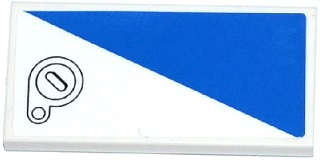 Lego (U) ~ Tile 2 x 4 with Blue Triangle and Filler Cap Pattern Model Left Side (Sticker) ~ [White]