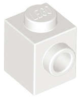 Lego (N) ~ Brick Modified 1 x 1 with Stud on Side ~ [White]