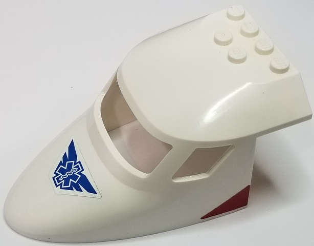 Lego (U) ~ Aircraft Fuselage Forward Top Curved 6 x 10 x 4 with 3 Window Panes with Star  ~ [White]