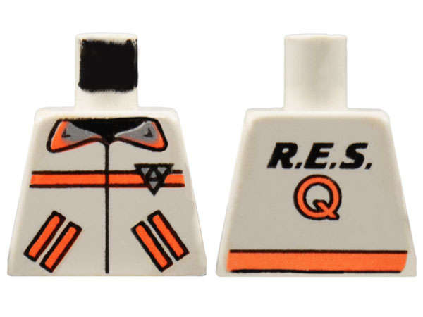 Lego (U) ~ Torso Res-Q Orange Stripes Pockets Back Logo Pattern ~ [White]