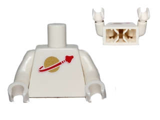 Lego (N) ~ Torso Space Classic Moon Logo High on Torso Pattern Inside with Ribs (second re ~ [White]