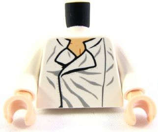Lego NEW - Torso SW Shirt Open Collar with Wrinkles Pattern (Han Solo) / White Arms /Ligh~ [White]