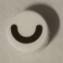 Lego (N) ~ Tile Round 1 x 1 with Black Eye Closed (Thick Curved Line) Pattern ~ [White]