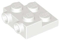 Lego (N) ~ Plate Modified 2 x 2 x 2/3 with 2 Studs on Side - Solid Bottom Tube ~ [White]