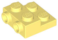 Lego (U) ~ Plate Modified 2 x 2 x 2/3 with 2 Studs on Side - Solid Bottom T ~ [Bright Light Yellow]