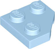 Lego (N) ~ Wedge Plate 2 x 2 Cut Corner ~ [Bright Light Blue]