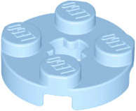 Lego (N) ~ Plate Round 2 x 2 with Axle Hole ~ [Bright Light Blue]