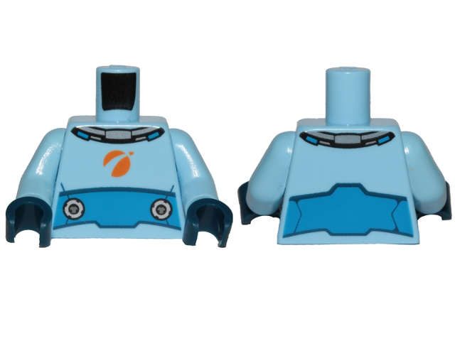 Lego (N) ~ Torso Spacesuit with Blue Wide Belt Pattern / Bright Light Blue Arm ~ [Bright Light Blue]