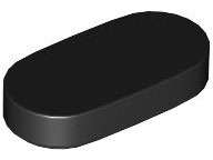 Lego (N) ~ Tile Round 1 x 2 Oval ~ [Black]
