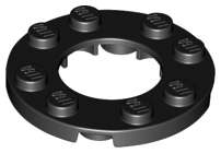 Lego (N) ~ Plate Round 4 x 4 with 2 x 2 Round Open Center ~ [Black]