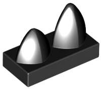 Lego (N) ~ Tile Modified 1 x 2 with 2 Teeth Vertical ~ [Black]
