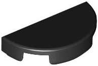 Lego (N) ~ Tile Round 1 x 2 Half ~ [Black]