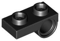 Lego (N) ~ Plate Modified 1 x 2 with Pin Hole on Bottom ~ [Black]