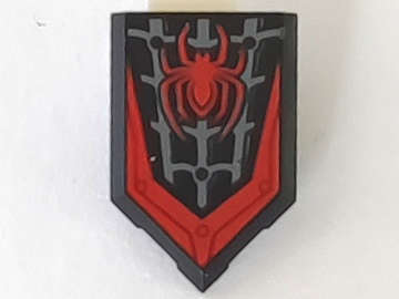 Lego NEW - Tile Modified 2 x 3 Pentagonal with Red Spider and Web Pattern~ [Black]