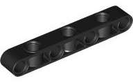 Lego (N) ~ Technic Liftarm Modified Perpendicular Holes Thick 1 x 7 ~ [Black]