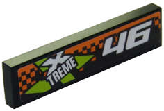 Lego (U) ~ Tile 1 x 4 with '46' and Xtreme Logo Pattern Model Right Side (Sticker) - Set  ~ [Black]