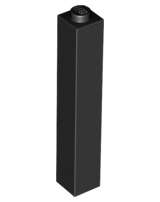 Lego (N) ~ Brick 1 x 1 x 5 - Solid Stud ~ [Black]