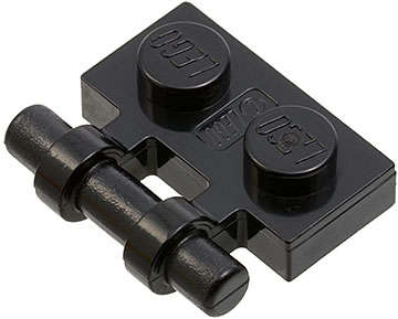 Lego (N) ~ Plate Modified 1 x 2 with Bar Handle on Side - Free Ends ~ [Black]