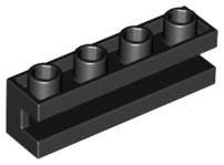 Lego (N) ~ Brick Modified 1 x 4 with Channel ~ [Black]