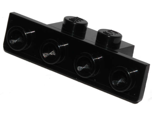 Lego (N) ~ Bracket 1 x 2 - 1 x 4 with Rounded Corners at the Bottom ~ [Black]