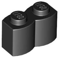 Lego (U) ~ Brick Modified 1 x 2 with Log Profile ~ [Black]