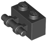 Lego (N) ~ Brick Modified 1 x 2 with Bar Handle on Side ~ [Black]