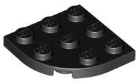 Lego (N) ~ Plate Round Corner 3 x 3 ~ [Black]