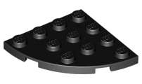 Lego (N) ~ Plate Round Corner 4 x 4 ~ [Black]