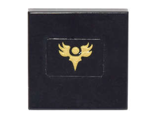 Lego (U) ~ Tile 2 x 2 with Gold Phoenix Stylized Pattern (Sticker) - Set 70146 ~ [Black]