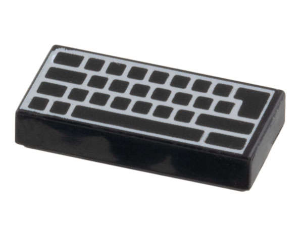 Lego NEW - Tile 1 x 2 with Computer Keyboard Blank Keys Pattern~ [Black]