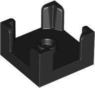 Lego (N) ~ Container Box 2 x 2 x 1 Half with Stud and 4 Corner Supports ~ [Black]