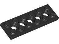 Lego (N) ~ Technic Plate 2 x 6 with 5 Holes ~ [Black]