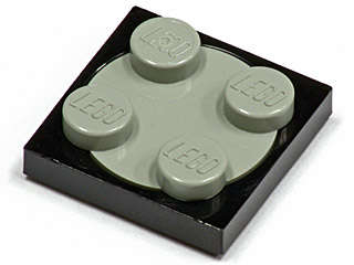 Lego (U) ~ Turntable 2 x 2 Plate with Light Gray Top (3680 / 3679) ~ [Black]