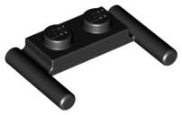 Lego Used - Plate Modified 1 x 2 with Bar Handles - Flat Ends Low Attachment~ [Black]
