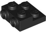 Lego (N) ~ Plate Modified 2 x 2 x 2/3 with 2 Studs on Side - Hollow Bottom Tube ~ [Black]