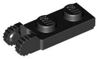 Lego (N) ~ Hinge Plate 1 x 2 Locking with 2 Fingers on End ~ [Black]