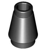 Lego (N) ~ Cone 1 x 1 with Top Groove ~ [Black]