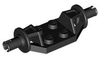 Lego (N) ~ Plate Modified 2 x 2 with Wheels Holder Wide - Technic Pins ~ [Black]