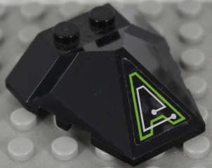 Lego Used - Wedge 4 x 4 x 1 1/3 Pyramid Center with Lime and Silver Exo-Force Circuitry Pa~ [Black]