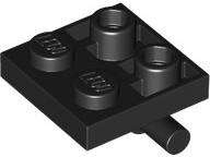 Lego (N) ~ Plate Modified 2 x 2 with Bar on Bottom ~ [Black]