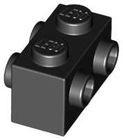 Lego (N) ~ Brick Modified 1 x 2 with Studs on 2 Sides ~ [Black]