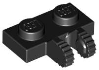 Lego (N) ~ Hinge Plate 1 x 2 Locking with 2 Fingers on Side ~ [Black]